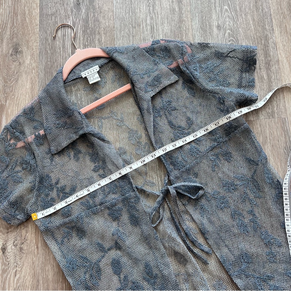 Vintage 90’s Y2K periwinkle‎ laced tie front blouse - Picture 6 of 6